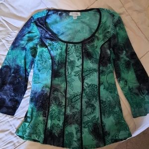 Green/black pretty top size L Dressbarn
